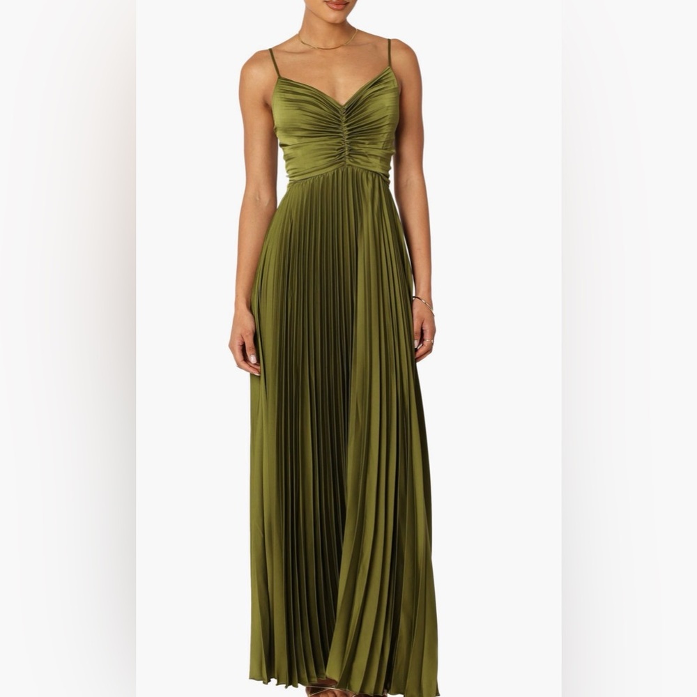 Nordstrom Petal & Pup Olive Green Pleated Gown